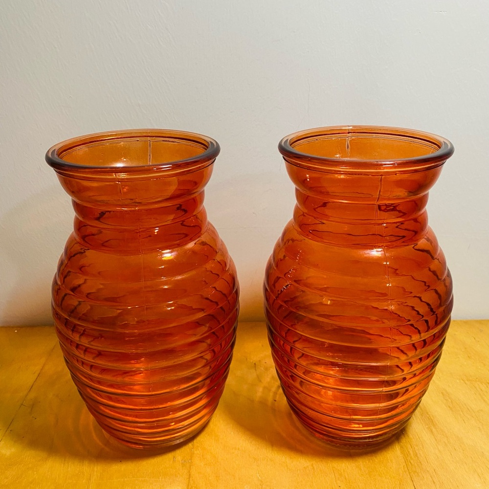 Amber Glass Vase Set